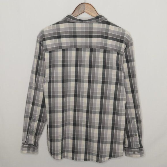 Columbia Regular Fit Men's Large Gray White Plaid Long Sleeve Button Up Shirt - Picture 3 of 10